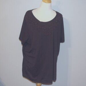 Basic Editions 3X Dark Brown Short Sleeve Shirt Top